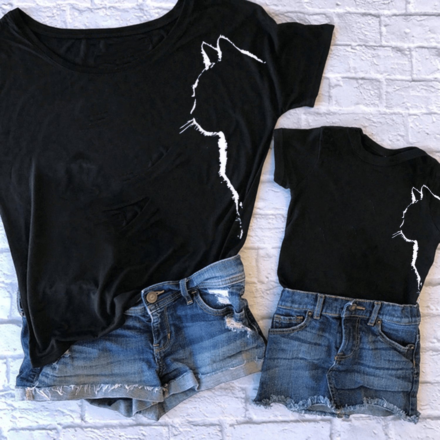Silhouette chat t -shirt