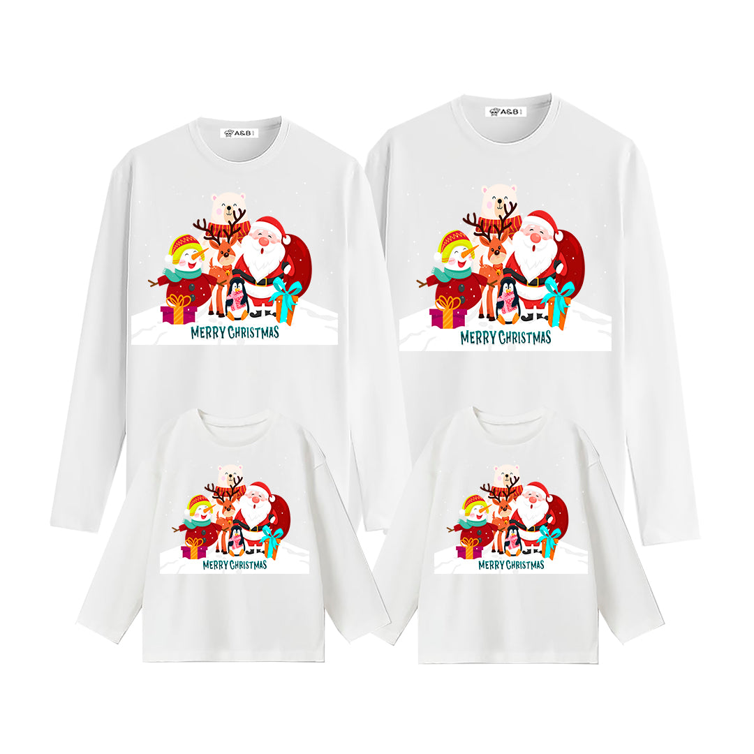 Manga de família alegre longa t -shirt