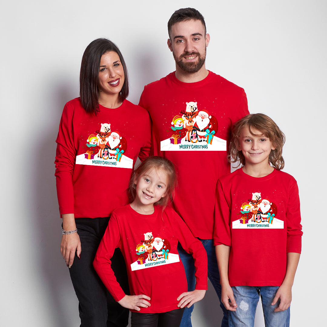 Manga de família alegre longa t -shirt