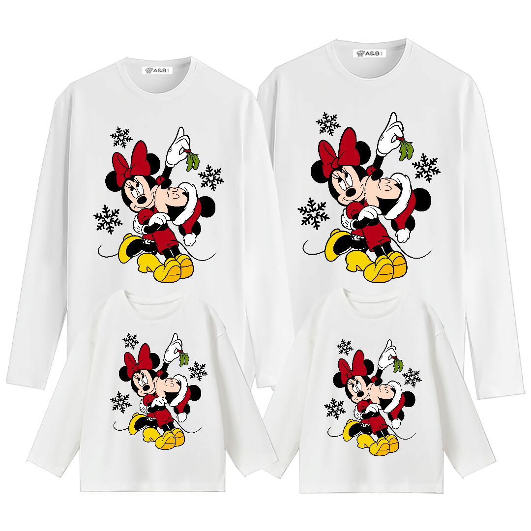 Mickey Minnie T -Shirt Long Manche Kiss