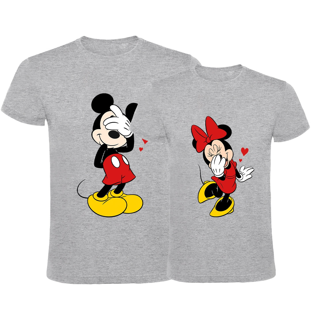 Schüchterner Mickey & Minnie Hearts t -Shirt