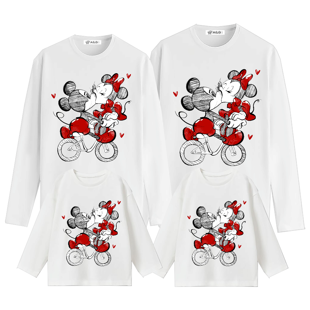 Camiseta Mickey Minnie Bici Love manga larga