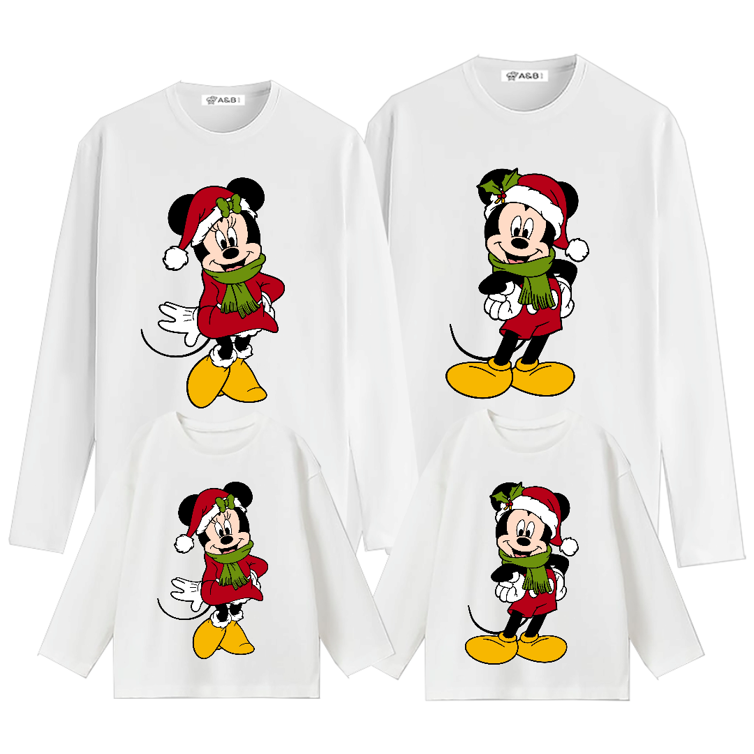 Mickey Minnie Happy Weihnachten Langarm T -Shirt