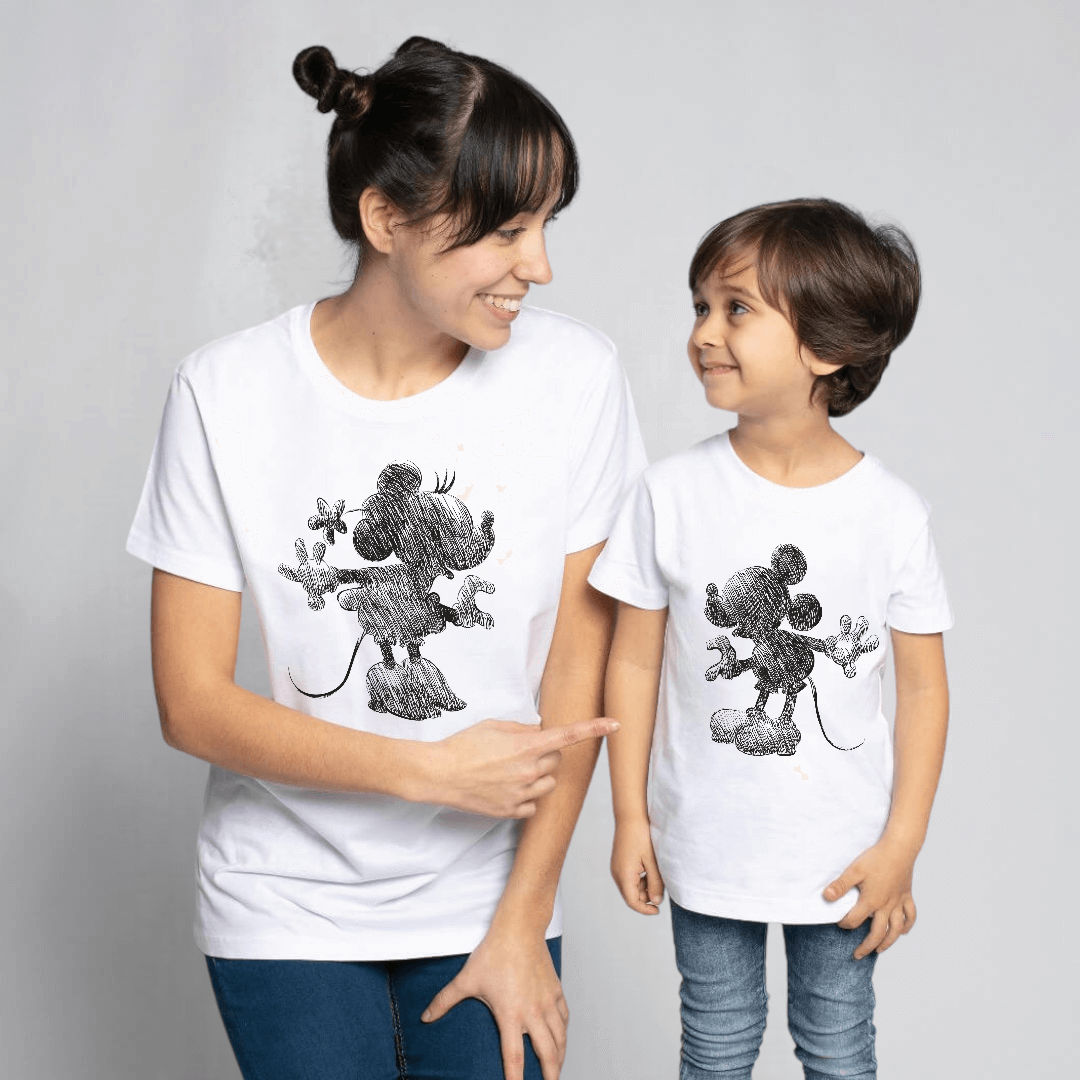 Camiseta Mickey & Minnie boceto negro