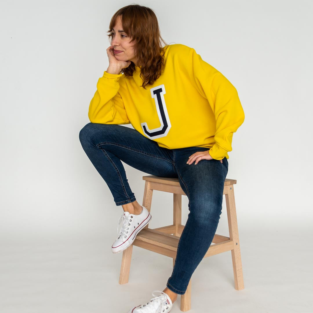 Sweat-shirt initial jaune