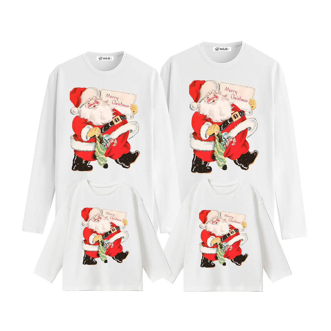 Papai Noel Feliz Natal de manga longa T -Shirt